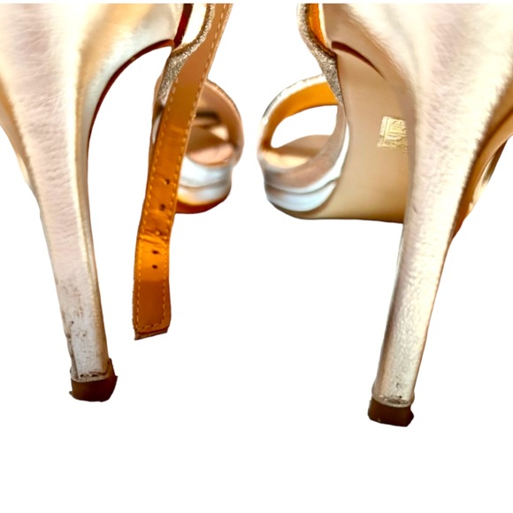 SILVER GLITTER STILETTOS WITH ANKLE STRAP! SIZE 9 WORN 1x - Picture 9 of 16